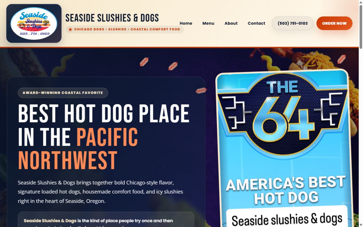 Seaside Slushies & Dogs website project — Seaside, OR 97138
