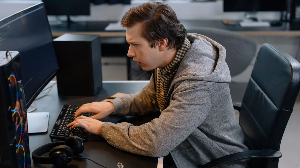 A Programmer Working at the Office