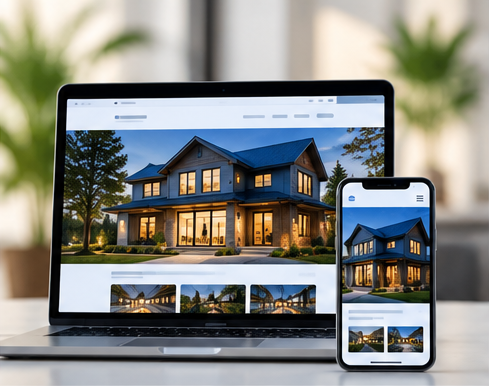 Illustrative responsive website on a laptop and phone