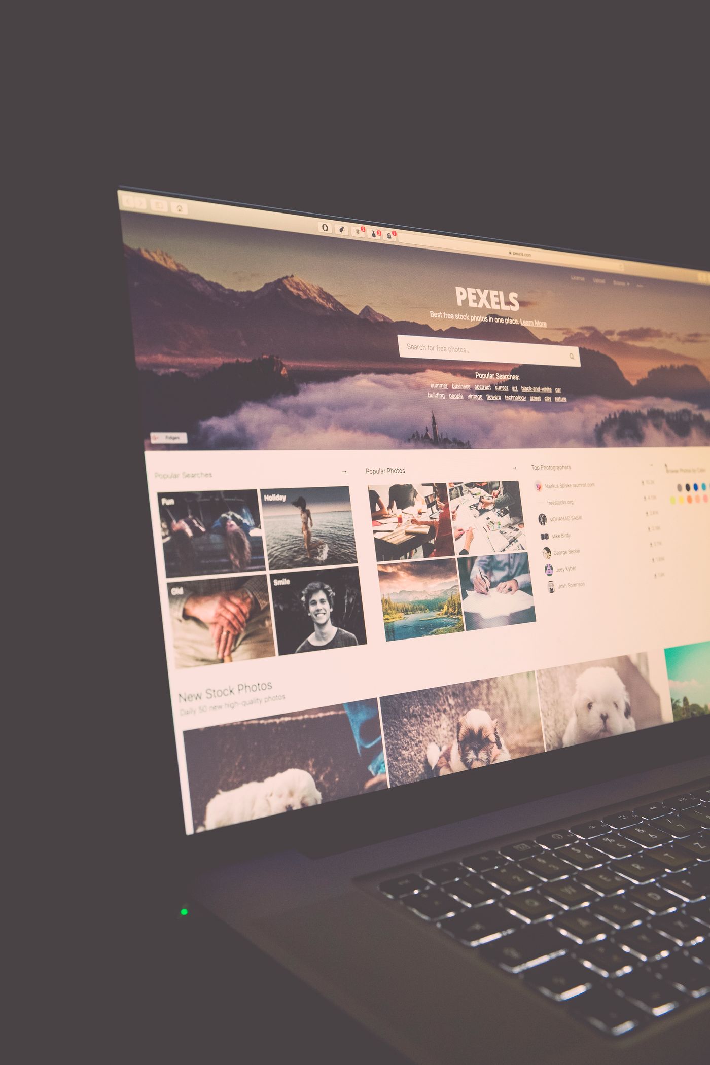 Laptop Screen Displaying Pexels Photo Website