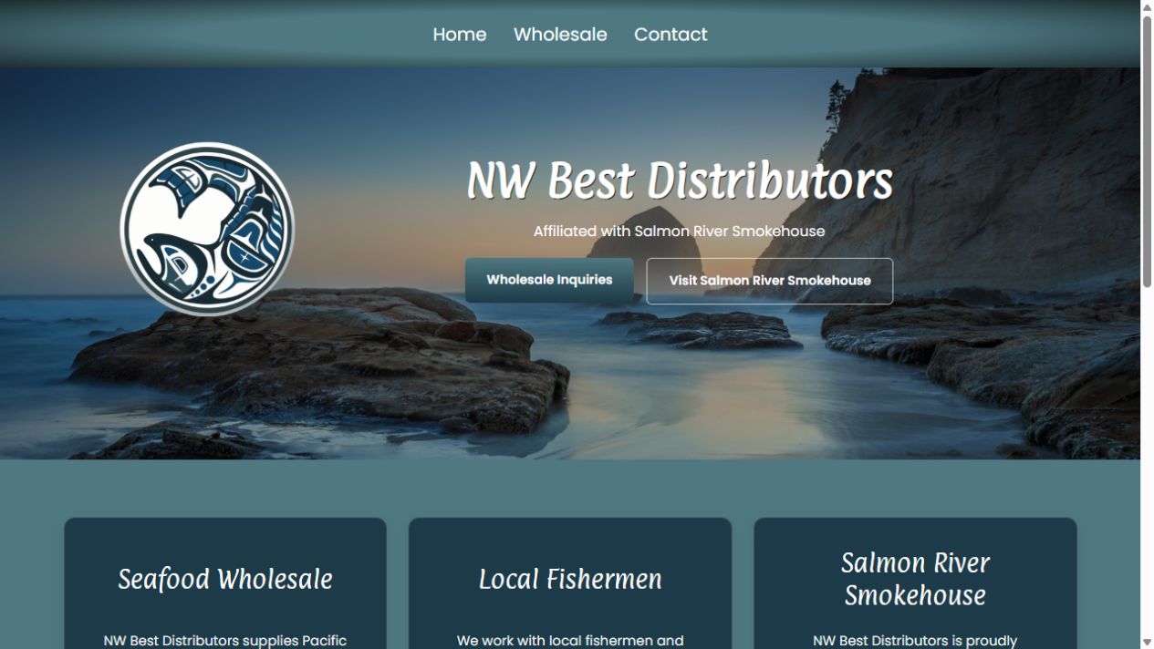 NW Best Distributors website project — Seaside, OR